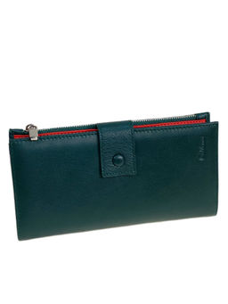 Женское портмоне из натуральной кожи, цвет зеленый