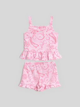 ACOOLA / Комплект детский для девочек ((1)блузка-топ и (2) шорты) Lavr_set розовый  фото 2