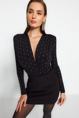 TRENDYOLMILLA Siyah Tasl? Vatkal? Orme Body TPRAW24BD00043