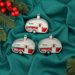 Ёлочные игрушки 3 шт., Зимнее волшебство, Фургончики пластик, 47 см, красный