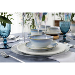 Блюдо для подачи Magistro Пэвэти, d=20.5 см, фарфор, белое, голубое  фото 4