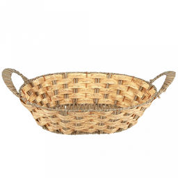 Корзина-сухарница плетеная Береста 31х25см h7,5см, полипропилен, ванильный, с ручками, металлический каркас, форма овальная (Китай) - Домашняя мода фото 2