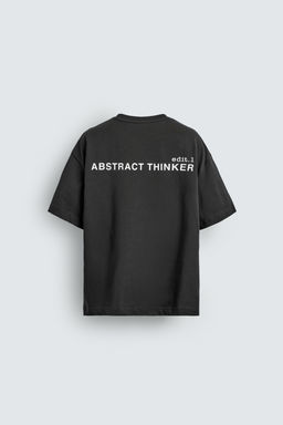 CAMISETA BOXY FIT TEXTO CONTRASTE / Gris oscuro - Zara фото 7