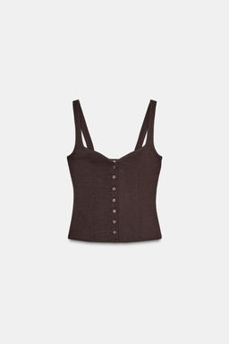 TOP ESCOTE CORAZ?N BOTONES / Marr?n - Zara фото 5