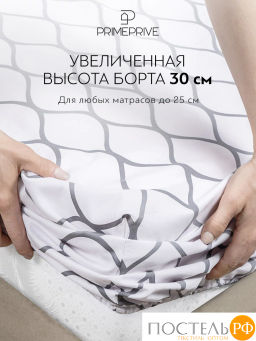 Простыня на резинке PRIME PRIVE ХАРДИ хлопок-сатин сер.  фото 8