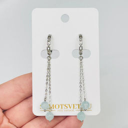 Серьги на цепочке из Аквамарина