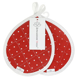 Горошек на красном Кухонный комплект: прихватка 20х18см Капелька - 2шт, хлопок Премиум 191г/м2 - хлопок 100%, наполнитель - ватин 280гр/м2, Домашняя мода (Россия)