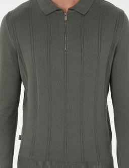 Duman Slim Fit Fermuarl_ Polo Yaka Triko Kazak - Pierre cardin фото 6