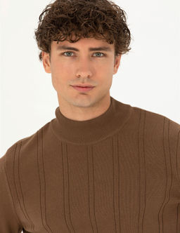 Ye_il Slim Fit Yar_m Bal_k__ Yaka Triko Kazak