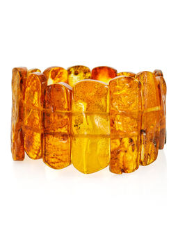 Эффектный плоский браслет Помпеи из натурального балтийского янтаря