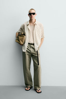 CAMISA RELAXED FIT PAISLEY CONTRASTE / Blanco roto