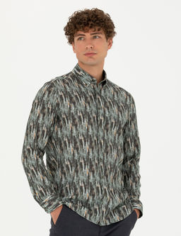 Haki Slim Fit Uzun Kollu G_mlek