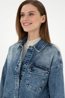 Женская голубая джинсовая рубашка Неожиданная скидка в корзине - U.s. polo assn фото 2