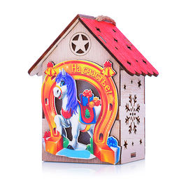 Новогоднее украшение "Домик со светом. Подкова на счастье" в пакете