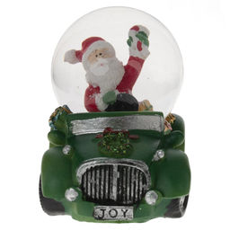 Фигурка декор в стекл шаре "Дед Мороз на машине", D 4.5 см, L7,5 W5 H7 см