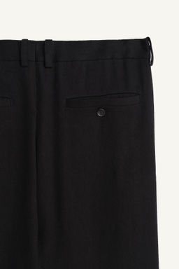 PANTAL?N PLIEGUES TRAJE LINO - LYOCELL / Negro