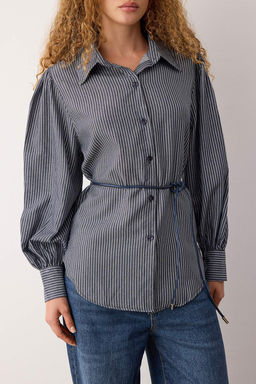 Lacivert Cizgili Deri Kusakl? Par?lt?l? Gomlek TWOAW26GO00110 - Trendyolmilla фото 3