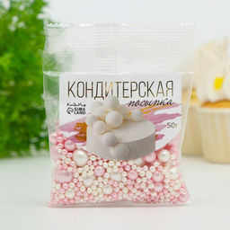 Цена за 2 шт. Посыпка кондитерская БЛЕСК НЕЖНЫЙ (Розовый, белоснежный), 50 г - Кондимир фото 2