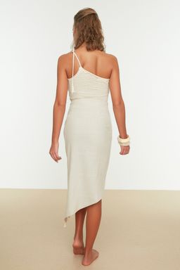 TRENDYOLMILLA Bej Dokuma Keten Gorunumlu Puskullu Plaj Etegi TBESS21ET0529 фото 4