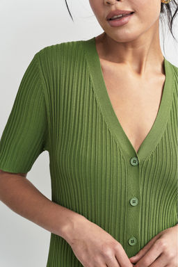 Платье трикотажное на пуговицах Зеленый - Erist store фото 4