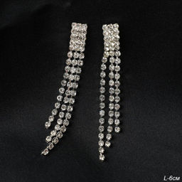 Серьги длинные со стразами / 131-6319 /уп 12/ - Галеонтрейд фото 2