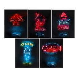 Комплект тетрадей из 5 шт, 36 листов, клетка, Неон, обложка мелованный картон, блок офсет - Calligrata фото 2