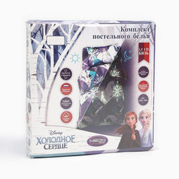 Постельное бельё 1,5 сп Neon Series, Snow Queen, Холодное сердце, 143*215 см, 150*214 см, 50*70 см -1 шт, светится в темноте - Disney фото 6