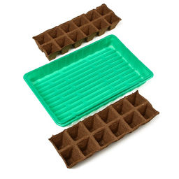 Цена за 2 шт. Набор для рассады: торфяная кассета, 24 ячейки по 50 мл, поддон 31×20 см, зелёный, пластик, Экоторф
