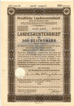 Облигация 4,5% 200 рейхсмарок 1937 года Германия