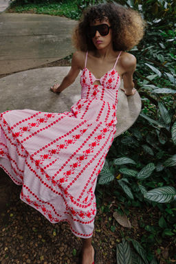 VESTIDO MIDI BORDADOS PERFORADOS / Rosa - Zara фото 2