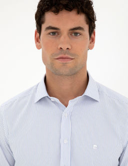 A__k Mavi Slim Fit Uzun Kollu G_mlek