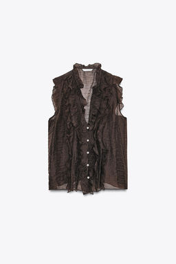 SEMI-SHEER RUFFLED TOP - Zara фото 6
