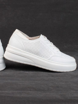 05-HY14-2D WHITE Кроссовки женские (натуральная кожа)