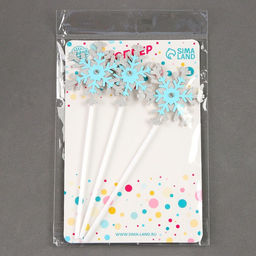 Набор для украшения торта Снежинки, 3 шт., цвет голубой - Страна карнавалия фото 3