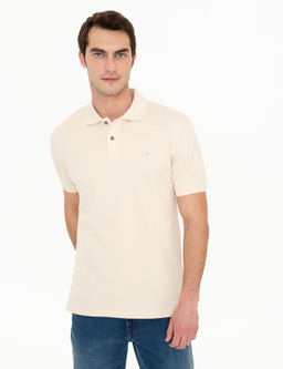 Bej Slim Fit Polo Yaka Basic Ti__rt