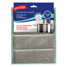Салфетка -скраб двухсторонняя из микрофибры для кухни, арт. 73840 АДМ
