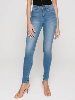 CONTE Моделирующие eco-friendly джинсы skinny push-up с высокой посадкой CON-143 washed mid blue