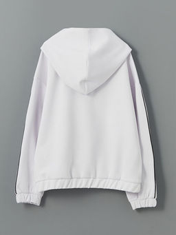 Kap??onlu K?z ?ocuk Fermuarl? Sweatshirt