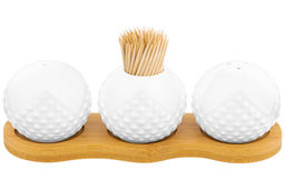 Вазочка под зубочистки + набор для специй 2 пр. 19,5*7*6 см 75 мл Ромбики на деревянной подставке