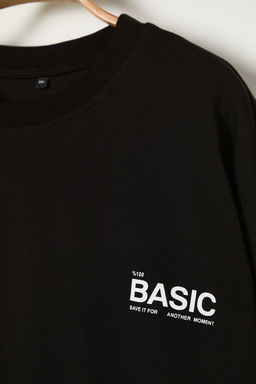 TRENDYOL MAN Siyah Oversize/Genis Kesim Bisiklet Yaka S?rt Bask?l? Buyuk Beden T-Shirt TMNSS25BF00004 - Trendyolmilla фото 5
