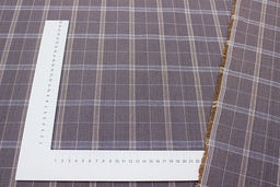 Пестрядь Клетка цв.лилово-кофейный меланж, ш.1.45м, хлопок-100%, 190гр/м.кв - Купава фото 2