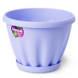 Горшок для цветов пластмассовый "Знатный" 1л, д14см, h11см, с поддоном, сиреневый (Россия)
