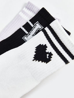 Bask?l? Kad?n Soket ?orap 3l?