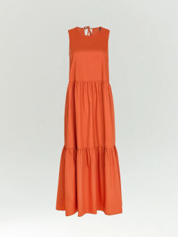 Платье миди из 100% хлопка, Платье PL1677/signal