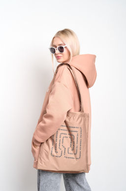 Сумка-шоппер из плащевки "Лабиринт" бежевый