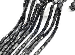 Бусины из агата черного цилиндр с огранкой 7*10мм, 38см, 38 бусин Радуга камня