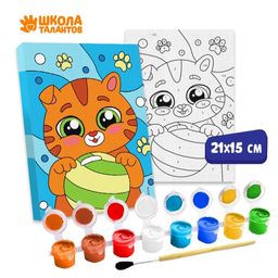 Картина по номерам Котёнок с лапками 21 15 см