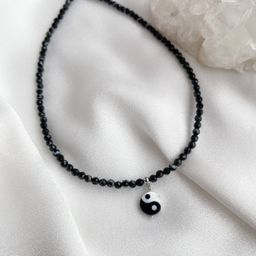 Чокер с подвеской "Инь-Янь" из Агата полосатого 38см +