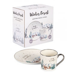 Набор десертная тарелка 20см + кружка 330мл WINTER FOREST