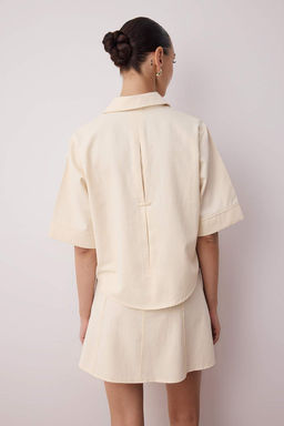 Trendyolmilla Haki Gabardin Boxy %100 Pamuk Gomlek TWOSS25GO00159  фото 4